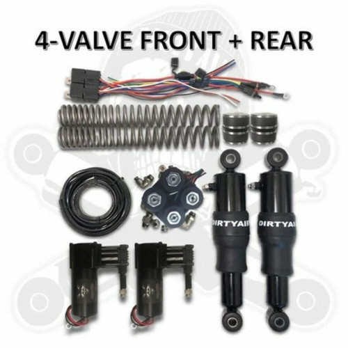PartzBiz HD: 3490937-ระบบกันสะเทือนแบบอากาศด้านหน้าสกปรก + ด้านหลัง Tankless 4 วาล์ว Harley Touring 80+ PartzBiz HD: 3490937-ระบบกันสะเทือนแบบอากาศด้านหน้าสกปรก + ด้านหลัง Tankless 4 วาล์ว Harley Touring 80+