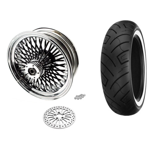PartzBiz HD: 3484448-18 5.5 Chrome 52 Black Fat Spoke Rear Wheel Package ABS Rim Tire Harley Touring PartzBiz HD: 3484448-18 5.5 Chrome 52 Black Fat Spoke Rear Wheel Package ABS Rim Tire Harley Touring