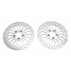 PartzBiz HD M-RT-2100 X 2 - 2 Polished 11.5” Super Spoke Front Brake Dual Disk Disc Rotor Pair Rotors Harley
