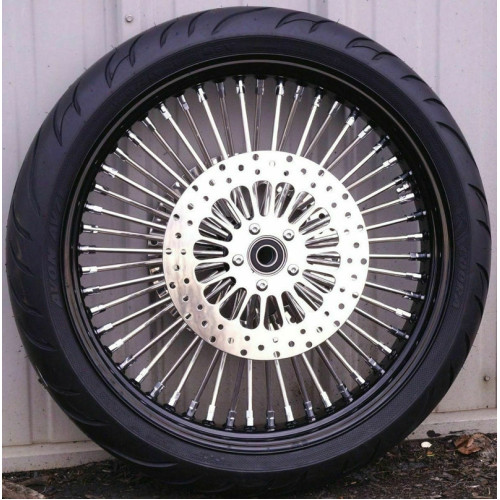 PartzBiz HD: 3480378-21 3.5 52 Mammoth Fat Spoke Front Wheel Black Rim 120/70-21 Tire Package Touring