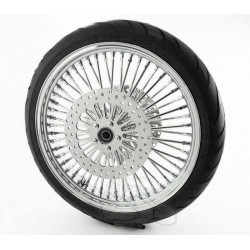 PartzBiz HD MS21580942-BW-PACKAGE - 21 3.5 52 Mammoth Fat Spoke Front Wheel Rim Tire 08-22 Harley Touring Non-ABS