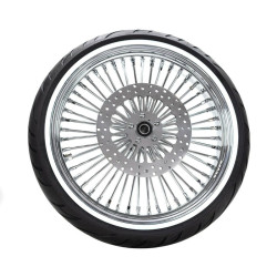 PartzBiz HD MS21580642-WWPACKAGE + ROTOR SEL - 21 x 3.5 Chrome 52 Mammoth Fat Spoke Front Wheel WWW Tire 07-2020 Harley Softail