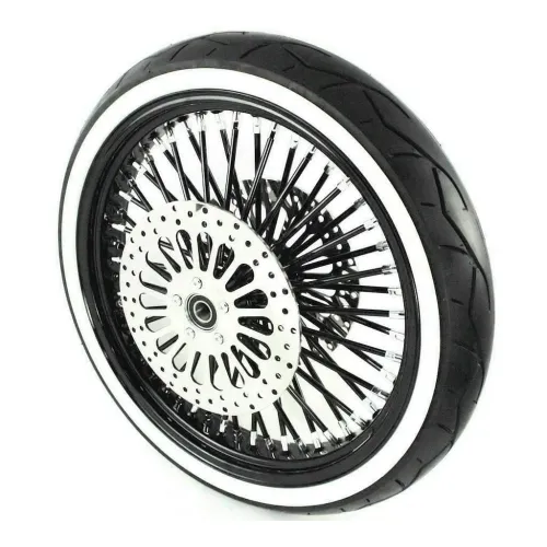PartzBiz HD: 3480419-Black 21 3.5 52 Fat Spoke Mammoth Front Wheel 120 Whitewall Tire Package Touring