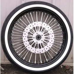 PartzBiz HD MS21580938 - BLK RH-WW-PACKAGE - Black 21 3.5 52 Mammoth Fat Spoke Front Wheel Whitewall 120 Tire Package Touring
