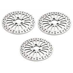 PartzBiz HD M-rt-1100x2+m-rt-1102 - DNA 11.8” Super Spoke Dual Front Rear Rotor Brake Set Polished Harley 08-13 FLHT