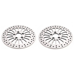 PartzBiz HD M-RT-1100 X 2 - DNA 11.8” Super Spoke Polished Front Dual Disc Brake Rotors Set 2008-13 Harley