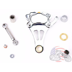 PartzBiz HD M-BC-2000L - Chrome Left Front Brake Caliper Kit Harley Bobber Chopper DNA Paughco Springer