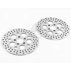 PartzBiz HD M-RT-1034 + M-RT-1036 - Chrome 11.5” Stainless Steel Front Rear Disc Disk Brake Rotors Rotor Set Harley