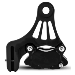 PartzBiz HD M-BC-1004BK - DNA 4 Four Piston Black Rear Brake Caliper Bracket Mount Kit Evo Harley Softail