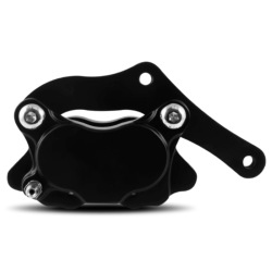 PartzBiz HD M-BC-1002BK - DNA Black Left Side 4 Four Piston Front Brake Caliper Kit w/ Bracket Evo Harley