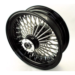 PartzBiz HD MS18562242 BLK R+H - 18 X 5.5 Black 52 Fat Mammoth Stainless Spoke Rear Wheel Rim Harley Touring 09Up