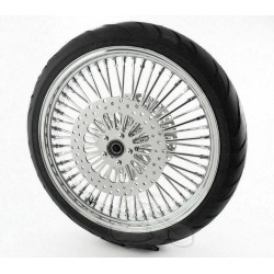 PartzBiz HD MS21580942A-BW-PACKAGE - 21 3.5 52 Chrome Mammoth Fat Spoke Front Wheel BW Tire 08-22 Harley Touring ABS