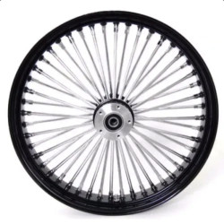 PartzBiz HD MS21580942 BLK RH - 21 3.5 52 Mammoth Fat Stainless Spoke Front Wheel Black Rim 08-20 Harley Touring