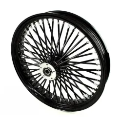 PartzBiz HD MS21580942 BKSPRMHB - 21 X 3.5 52 Mammoth Fat Black Spoke Front Wheel 2008-2020 Harley Touring Bagger