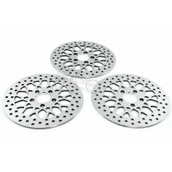 PartzBiz HD M-RT-2160 X2 + M-RT-2162 - Polished Mesh Front Dual Disc Rear Brake Rotors Set Kit Harley Touring Electra