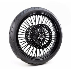 PartzBiz HD MS21580942BKSPRMHBBWPACKAGE - Black Out 21” 3.5” 52 Mammoth Fat Spoke Wheel Tire Package Harley 08+ Touring NA