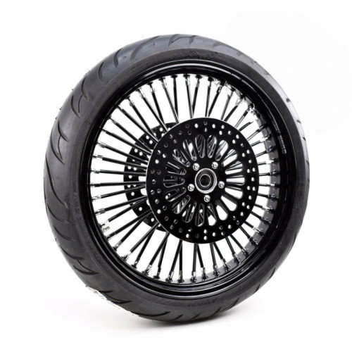 PartzBiz HD: 3462945-Black Out 21” 3.5” 52 Mammoth Fat Spoke Wheel Tire Package Harley 08+ Touring NA