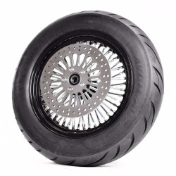 PartzBiz HD MS16561642 BLK RH-BWPACKAGE - 16 5.5 Black Rim 52 Fat Mammoth Chrome Spoke Rear Wheel BW Tire Harley Touring PartzBiz HD MS16561642 BLK RH-BWPACKAGE - 16 5.5 Black Rim 52 Fat Mammoth Chrome Spoke Rear Wheel BW Tire Harley Touring
