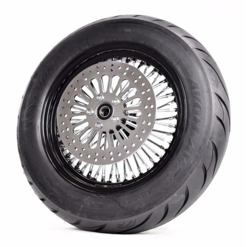 PartzBiz HD: 3441603-16 5.5 Black Rim 52 Fat Mammoth Chrome Spoke Rear Wheel BW Tire Harley Touring PartzBiz HD: 3441603-16 5.5 Black Rim 52 Fat Mammoth Chrome Spoke Rear Wheel BW Tire Harley Touring