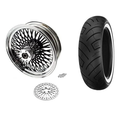 PartzBiz HD: 3441580-16 5.5 Chrome 52 Black Fat Spoke Rear Wheel Package ABS Rim Tire Harley Touring PartzBiz HD: 3441580-16 5.5 Chrome 52 Black Fat Spoke Rear Wheel Package ABS Rim Tire Harley Touring