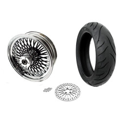 PartzBiz HD MS16561642A-BLKSPK-BWPACKAGE - 16 5.5 Chrome 52 Black Fat Spoke Rear Wheel Rim Tire Package Harley Touring ABS PartzBiz HD MS16561642A-BLKSPK-BWPACKAGE - 16 5.5 Chrome 52 Black Fat Spoke Rear Wheel Rim Tire Package Harley Touring ABS