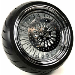 PartzBiz HD MS16561642BWPACKAGE - 16 X 5.5 52 Fat Spoke Rear Wheel Rim Blackwall Tire 2009+ Harley Touring PartzBiz HD MS16561642BWPACKAGE - 16 X 5.5 52 Fat Spoke Rear Wheel Rim Blackwall Tire 2009+ Harley Touring