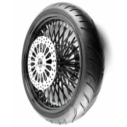 PartzBiz HD MS21580942ABKSPRMHBBWPACKAGE - 21 3.5 52 Mammoth Black Fat Spoke Front Wheel BW Tire 08+ Harley Touring ABS