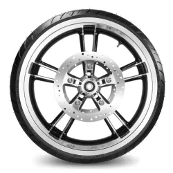 PartzBiz HD M-213FH038BM-WWWheelPackage - 21 3.5 Black Cut Enforcer Billet Front Wheel Rim WW Tire Package Harley Touring