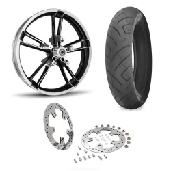 PartzBiz HD M-213FH038BM-ABS-BWWheelPackage - 21 3.5 Black Enforcer Billet Front Wheel Rim BW Tire Package Harley Touring ABS