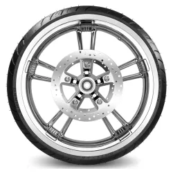 PartzBiz HD M-213FH038C-ABS-WWWheelPackage - 21 3.5 Chrome Enforcer Billet Front Wheel Rim WW Tire Package Harley Touring ABS