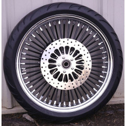 PartzBiz HD MS21580942ABLKSPKBWPACKAGE - Black 21 3.5 52 Fat Spoke Mammoth Front Wheel Tire Package Harley Touring 08-20