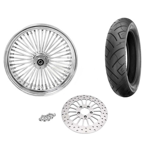 PartzBiz HD: 3445025-Chrome 52 Fat Spoke 18 x 5.5 Rear Wheel Tire Package BW Harley Touring ABS 2009+ PartzBiz HD: 3445025-Chrome 52 Fat Spoke 18 x 5.5 Rear Wheel Tire Package BW Harley Touring ABS 2009+