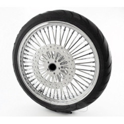 PartzBiz HD MS21580242A-BWPACKAGE - Chrome 52 Spoke Mammoth Fat 21 3.5 Front Wheel Rim Tire Package Harley FLST 14+