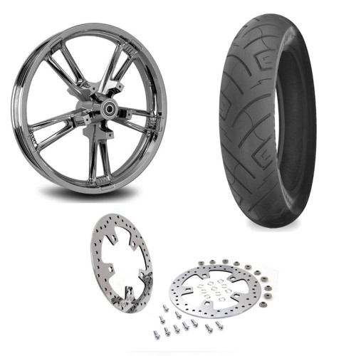 PartzBiz HD: 3475303-DNA 21 3.5 Chrome Enforcer Front Wheel Blackwall Tire Package Harley Touring 08+ PartzBiz HD: 3475303-DNA 21 3.5 Chrome Enforcer Front Wheel Blackwall Tire Package Harley Touring 08+