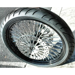 PartzBiz HD MS21580942ADBLKRMHB+305764+M-rt- - Black 21” x 3.5 52 Mammoth Diamond Spoke Front Wheel BW Tire Harley Touring ABS