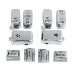 PartzBiz HD 0616-0130 - ฝาครอบปุ่มสวิตช์แฮนด์รถ Chrome ฝาครอบวิทยุระบบควบคุมความเร็วอัตโนมัติ Harley Touring