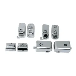 PartzBiz HD 0616-0129 - ฝาครอบปุ่มสวิตช์แฮนด์รถ Chrome ฝาครอบปุ่มควบคุมระดับเสียงวิทยุ Harley Touring