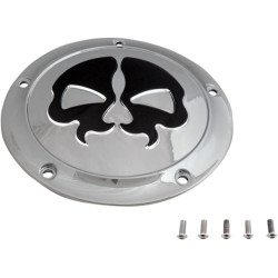 PartzBiz HD 1107-0552 - Drag Specialties Split Black Skull Derby Cover Accent Chrome 16+ Harley Touring