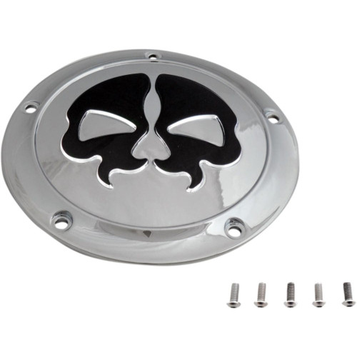 PartzBiz HD: 3462690-Drag Specialties Split Black Skull Derby Cover Accent Chrome 16+ Harley Touring PartzBiz HD: 3462690-Drag Specialties Split Black Skull Derby Cover Accent Chrome 16+ Harley Touring