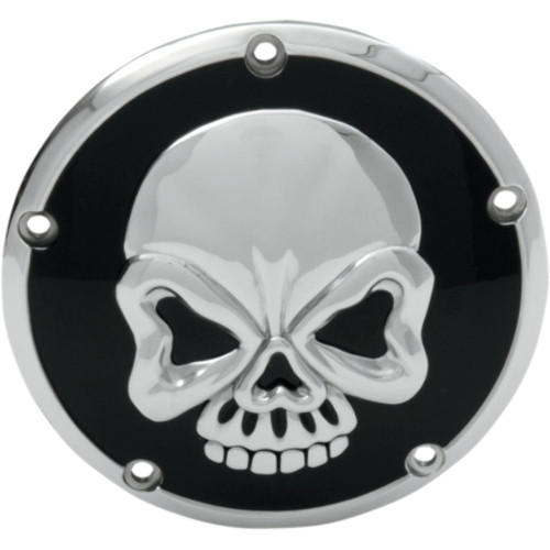 PartzBiz HD: 3462655-Drag Specialties Chrome Skull Derby Cover Accent Black 99-18 Big Twin Harley
