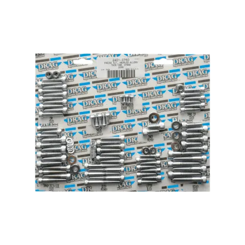 PartzBiz HD: 3487940-Drag เครื่องยนต์ มอเตอร์ เคส Socket Bolt ชุด Chrome Knurled Harley Dyna Glide 2006