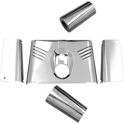 PartzBiz HD: 3465038-Drag Specialties 5 Piece Fork Tins Ribbed Chrome Cover Harley 86-17 FLST Softail