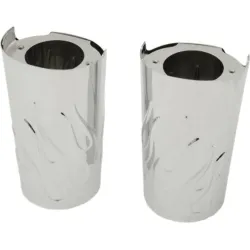 PartzBiz HD 0411-0130 - Chrome Flame Fork Tube Slider ครอบคลุม Cowbell Harley Touring OE 45600003 45800023 PartzBiz HD 0411-0130 - Chrome Flame Fork Tube Slider ครอบคลุม Cowbell Harley Touring OE 45600003 45800023