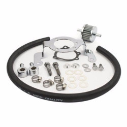 PartzBiz HD DS-289082 - Chrome Air Cleaner Crankcase Breather Carburetor Support Bracket Kit 93Up Harley