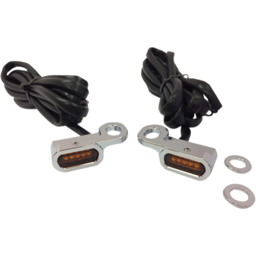 PartzBiz HD: 3460522-Chrome LED เครื่องหมายแฮนด์สีเหลืองอำพันลาก 09-16 Touring Softail V-Rod Harley