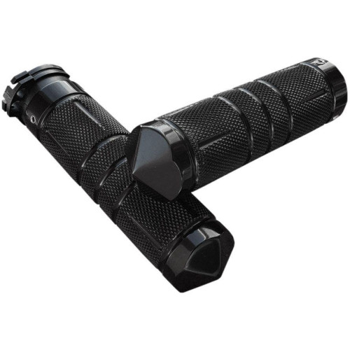 PartzBiz HD: 4425043-Accutronix Black Knurled Diamond Custom 1" Grips Harley Cable Throttle