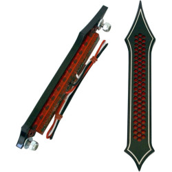 PartzBiz HD DS20401542 - Accutronix Black Tribal Drilled Red Lens LED Sadddlebag Bag Lights Turn Brake | BL01-LDN