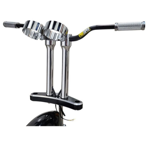 PartzBiz HD: 4425022-Accutronix Chrome Bandit 12” ไรเซอร์แบบเกลียวพร้อมอะแดปเตอร์เมาท์เกจ 1-1/8 แคลมป์