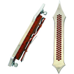 PartzBiz HD DS20401541 - Accutronix Chrome Tribal Drilled Red Lens LED Sadddlebag Bag Lights Turn Brake | BL01-LDC