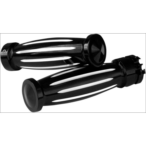 PartzBiz HD: 4425034-Accutronix Custom Gothic Diamond Style Black Contrast Hand Grips Harley Cable Throttle